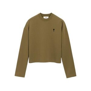 AMI PARIS Cropped Sweatshirt with Ami de Coeur Applique Women BROWN Sweaters &